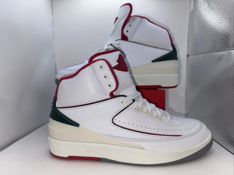 Nike Air Jordan 2 Retro Italy Origins White/ Fire Red-Sail Size 9 Men’s Sneakers - Bild 2 von 4