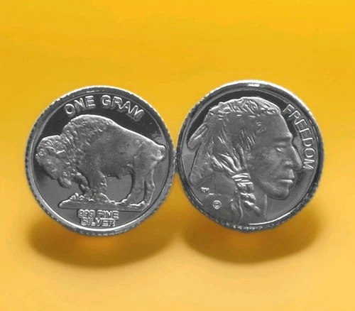 1 GRAM (g) .999 fine silver Round (BUFFALO NICKEL/INDIAN) Design