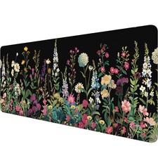 Floral Desk Mat Cute Plant Wildflowers Flowers Large Gaming Mouse Mat with St...