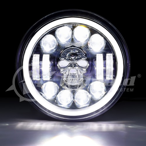 For VW Beetle 1967-1979 Pair 7" Inch Round LED RGB Headlights Hi/Low Beam Halo - Picture 7 of 23