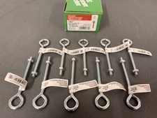 (CASE OF 10) Hillman Hardware ¼" -20 x 4" Eye Bolts w/ Hex Nuts 320712