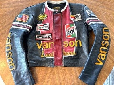 VANSON Single Riders One Star Motorcycle Leather Race Jacket Size
