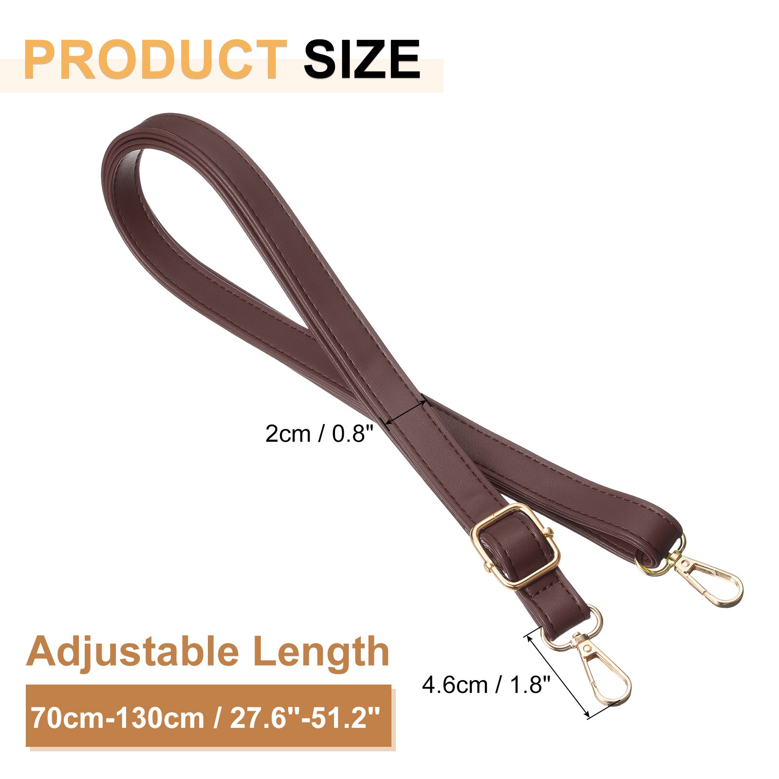 Leather Purse Strap Replacement Crossbody, Adjustable Bag Strap, Dark Brown