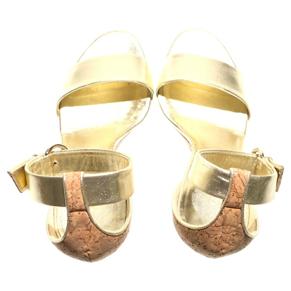 GUCCI Size: 6 Leather Ankle Strap Wedge Sole Cork Heel Sandals GWomen's 213217 [ thumbnail 4