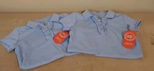 Wonder Nation Girls School Uniform Short Slv Polo Sky Blue S Frilly 2 Pack NWT