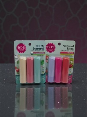 EOS Organic Lip Balm 3 Flavors In Each Pack  TWO PACKS  BRAND NEW
