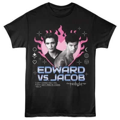 Twilight Movie Saga T- Shirt EDWARD vs JACOB AGAIN New Licensed Black Cotton