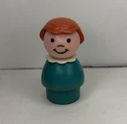 Fisher Price Little People Vintage Wood Body Turquoise Girl Brown Hair Rare