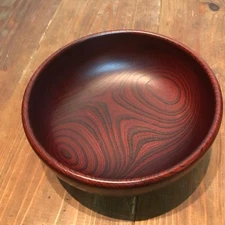 Wooden Bowl 21cm Diameter Dark Red Japanese Grain Nut Gift Used