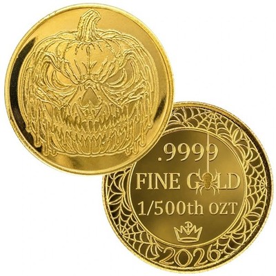 Wicked Jack-O-Lantern 1/500 Oz .9999 Fine Gold Round (Sealed in Capsule)