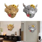 Highland Cow Head Wall Decor Wall Art Resin Gifts Decorative Unique Wall