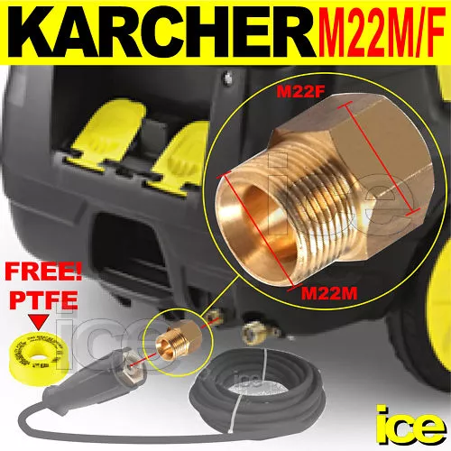KARCHER M22M x 22mmF HOSE OUTLET SCREW THREAD FITTING ADAPTOR CONNECTOR CONVERT