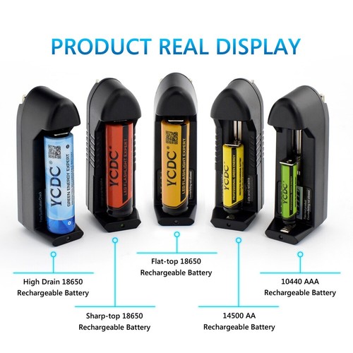 Chargeur de batterie simple emplacement pour cellules rechargeables 3,7 V 18650 AA/AAA/CR123A A98 - Photo 8 sur 12