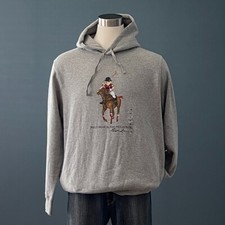 NWT Polo Ralph Lauren Gray Polo Bear Fleece L/S Hoodie - XL