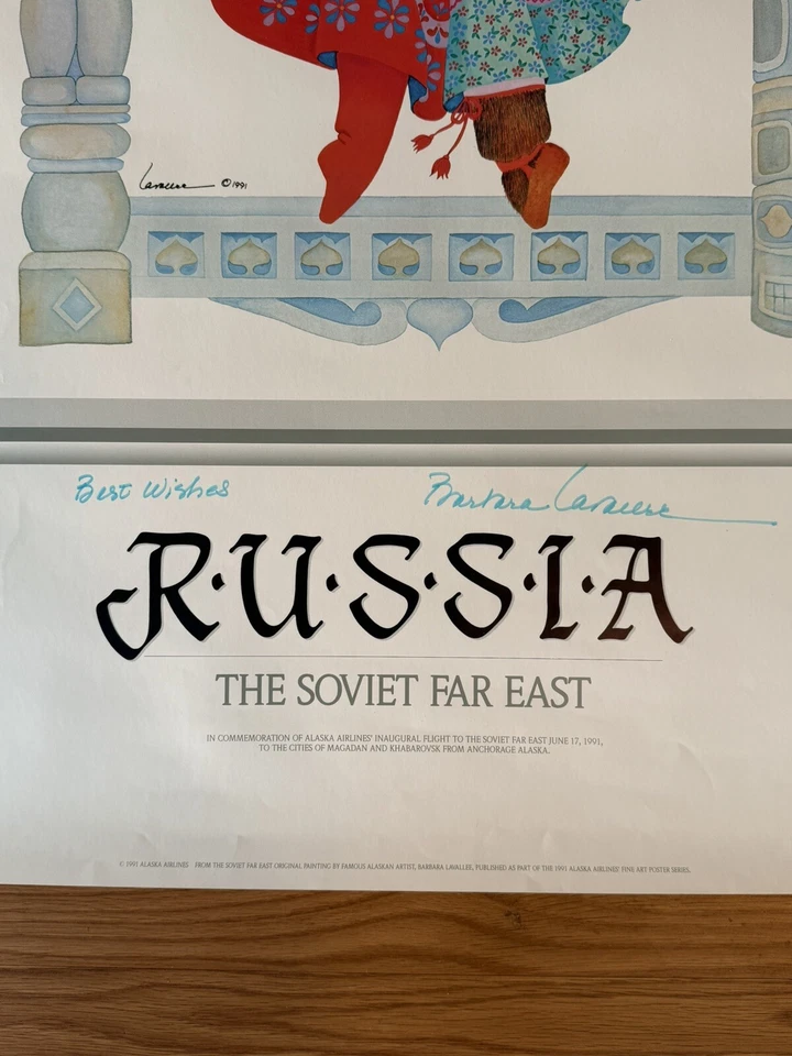 Barbara Lavallee Alaska Airlines 1991 “Russia Alaska Reunion” poster SIGNED - Image 2 of 4