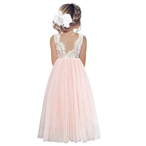 Flower Girl Dress Baby Kids Summer Princess Party Lace Wedding Birthday Dresses - Picture 22 of 31
