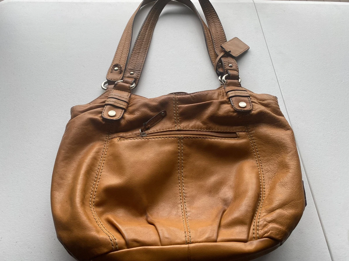 Tignanello Genuine Light Brown Roomy Handbag Purse Shoulder Bag