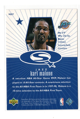 1998-99 UD Choice StarQuest Blue Karl Malone #SQ27 Insert NBA Utah