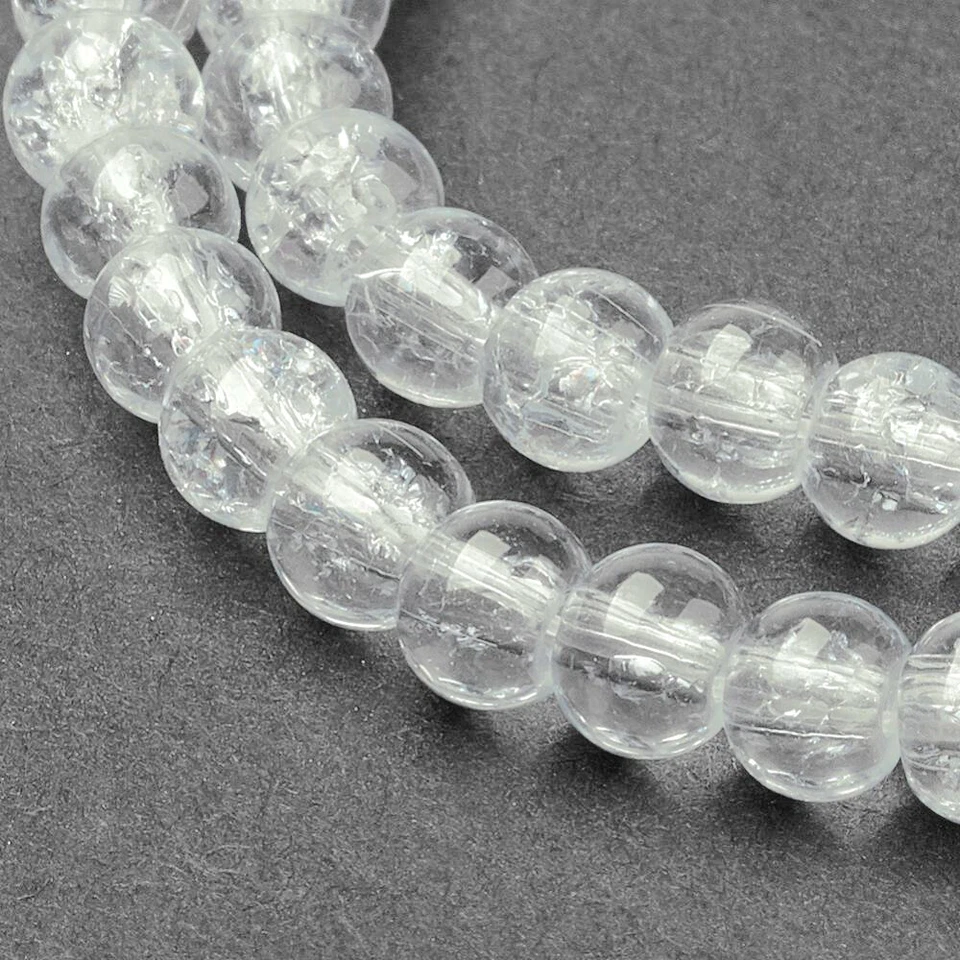 Glasperlen Crackle rund 4 mm glasklar 200 Stück Perlen Spacer nenad-design - Bild 2 von 4