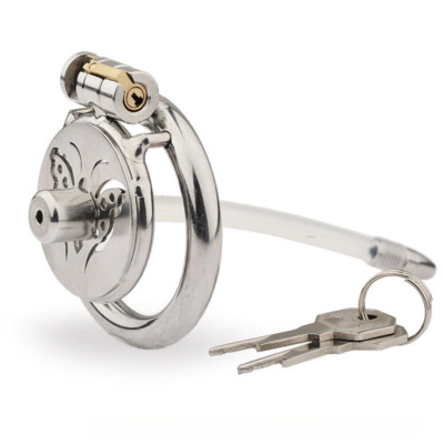 Man Flat Chastity Cage Stainless Steel Chastity Device Lockable Rings Tube Slave