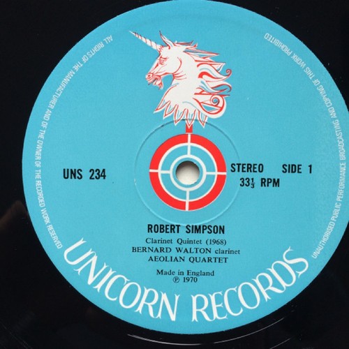 ROBERT SIMPSON Clarinet Quintet (1968) / String Quartet No. 1 (51/52) UNICORN LP - Foto 4 di 4