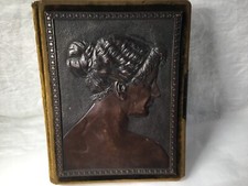 Victorian Photo Album Velvet bronze victorian lady on front 11" x 8 3/4"