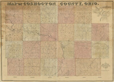 18'' x 24'' 1850 Map of Coshocton County, Ohio