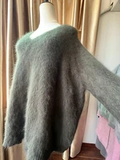 Oversized Angora Wool Blended Sweater Fluffy Fuzzy Jumper  Soft Pullover