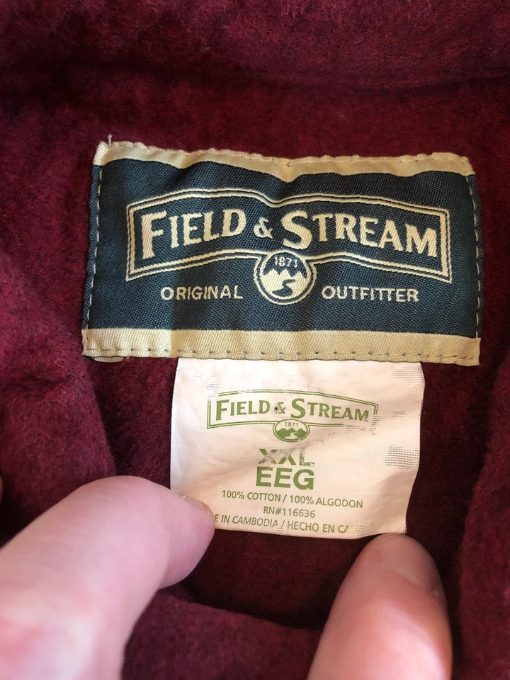 Vintage Field & Stream Heavy L/S Outdoor Hunting Shirt Hipster Size 2XL Red - Image 4 of 4