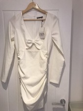 Zara White Cut Out Dress Size Medium 
