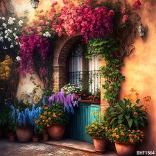 10'x10'CP Wall Flowers Door Scenic Microfiber Fabric background backdrop BHF1864