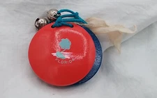 FLORIDA VINTAGE SOUVENIR WOOD CASTANETS HAND CASTA JAPAN FLAMINGO FLAMENCO DANCE