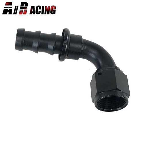 Universal AN10 AN-10 90 Degree Push On/ Push Lock Hose End Fitting Adapter Black - Foto 5 di 6