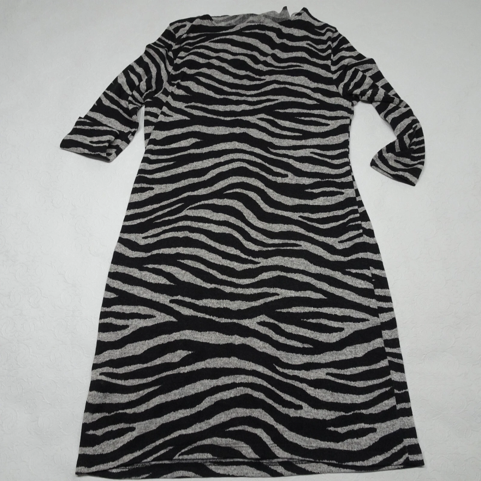 Abito maglione Michael Kors taglia M stampa zebrata scollo cappuccio maniche a 3 4
