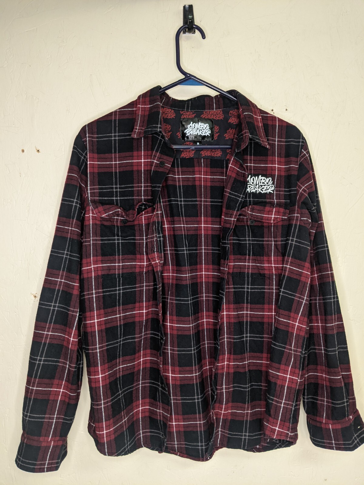 COMBO BREAKER 2021 Flannel Shirt Red GO FOR BROKE Size M Fighting Games