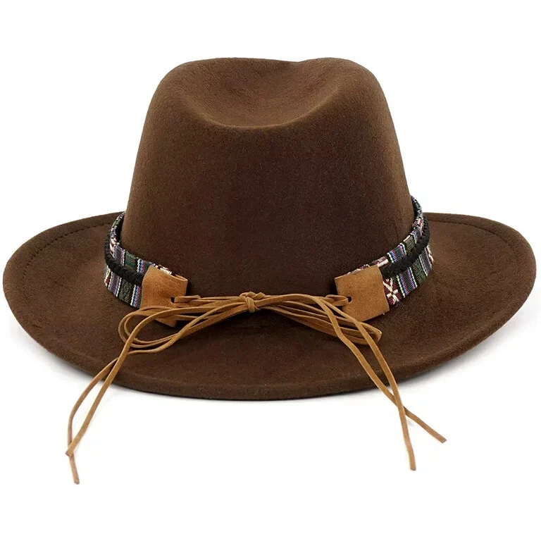 Marrón Vaquero Occidental, Sombrero de Vaquera, Correa de Toro Multicolor, Hombres Mujeres, Talla Única Foto 3 de 4