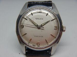 vintage Gruen precision 510ss-214A 1960s men&#039;s wrist watch Stainless Steel