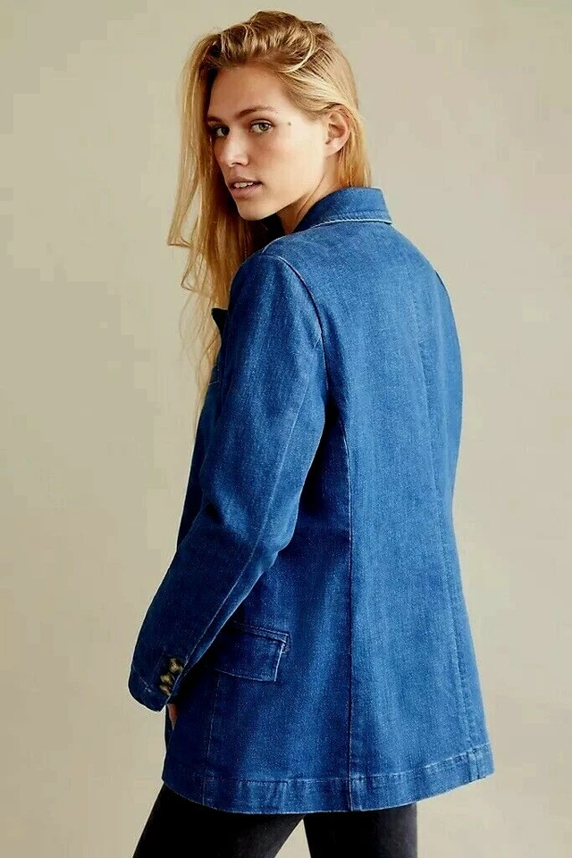 Nuevo con etiquetas Anthropologie Pilcro Denim Blazer Almohadilla para el hombro XS $148 Francés Chic Foto 4 de 4