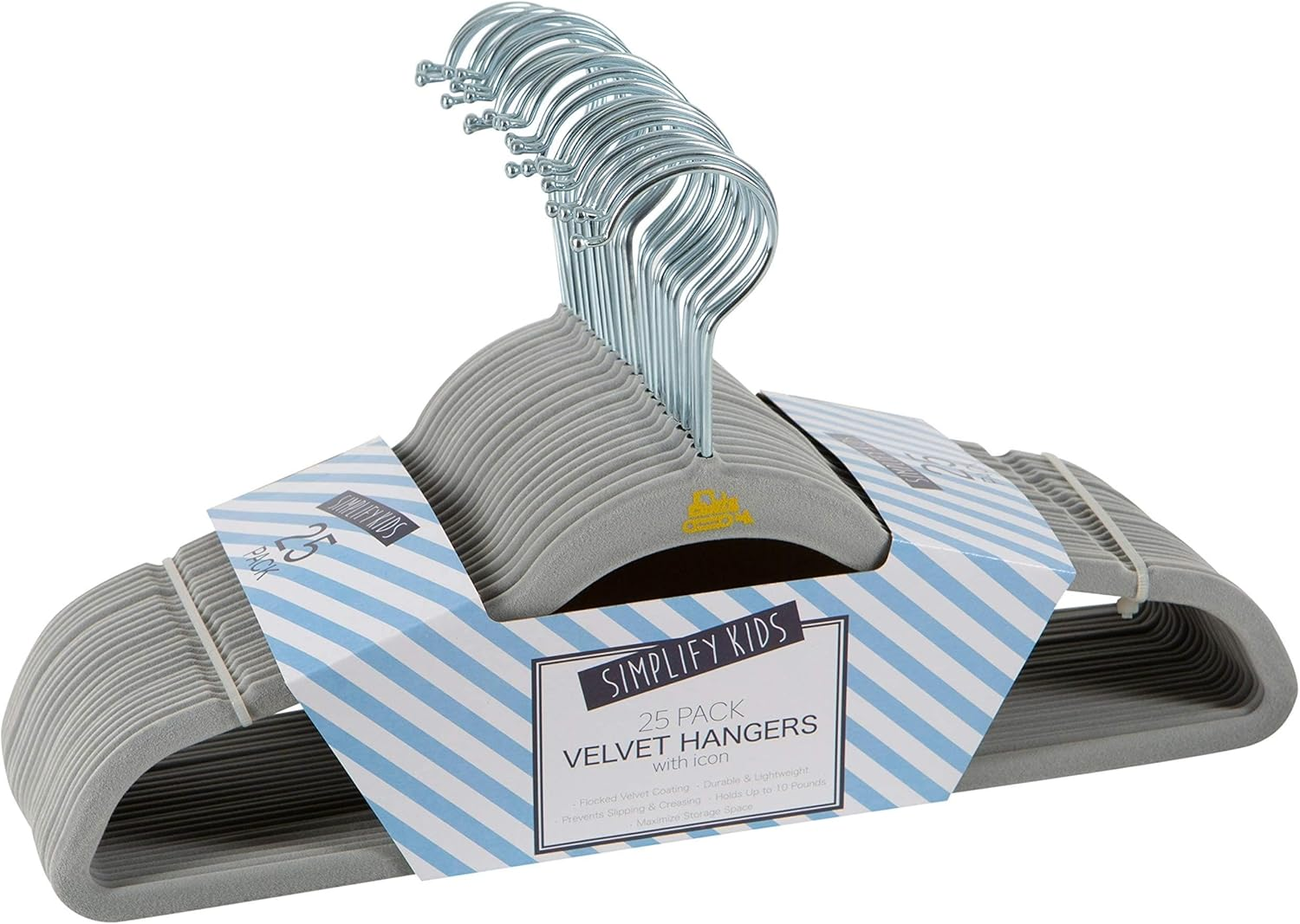 25 Pack Kids Velvet Hangers - Slim Non-Slip Space-Saving Childrens Closet-image