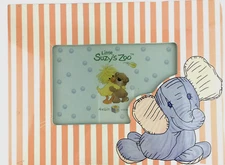 Little Suzy's Zoo Ellie Elephant Picture Frame Wall Art Peach Stripes