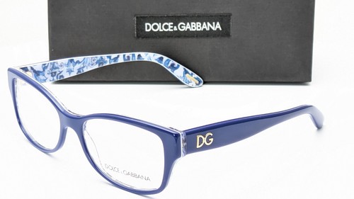 Dolce & Gabbana DG3204 2992 Blue Floral Print Rectangle Womens Eyeglasses 53mm
