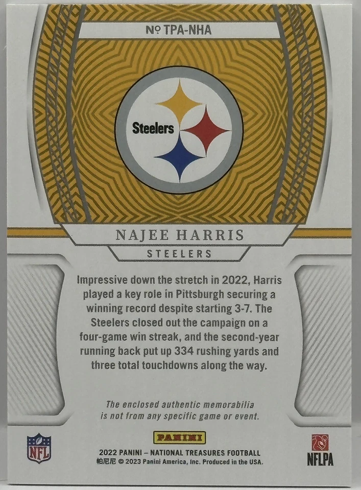 2022 National Treasures - Najee Harris Treasured Patches Holo Silver #TPA-NHA - Image 2 of 2