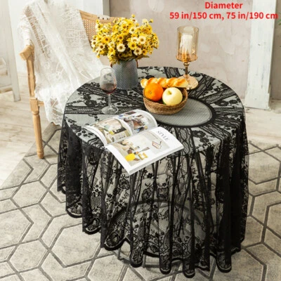 Runde Jacquard Tischdecke Rund Lace Retro Blumenmuster Hohlsaum Hochzeit - Bild 1 von 4