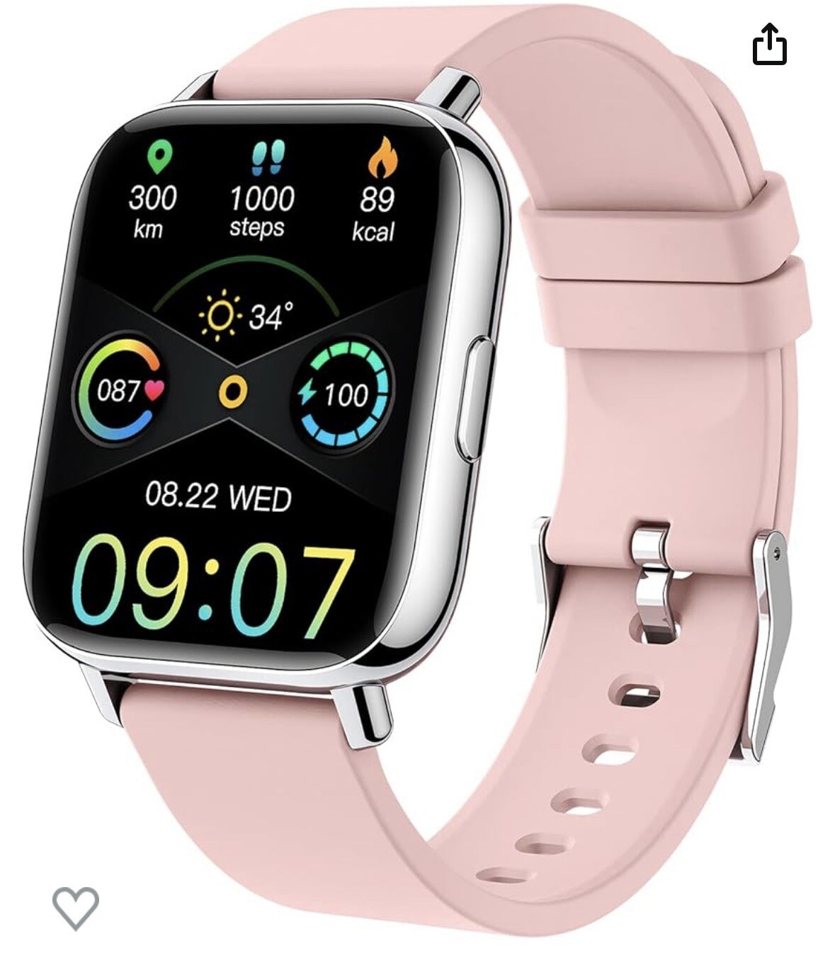 1.69” Smart Watch Fitness Tracker Heart Rate Monitor Pedometer Sleep Monitor