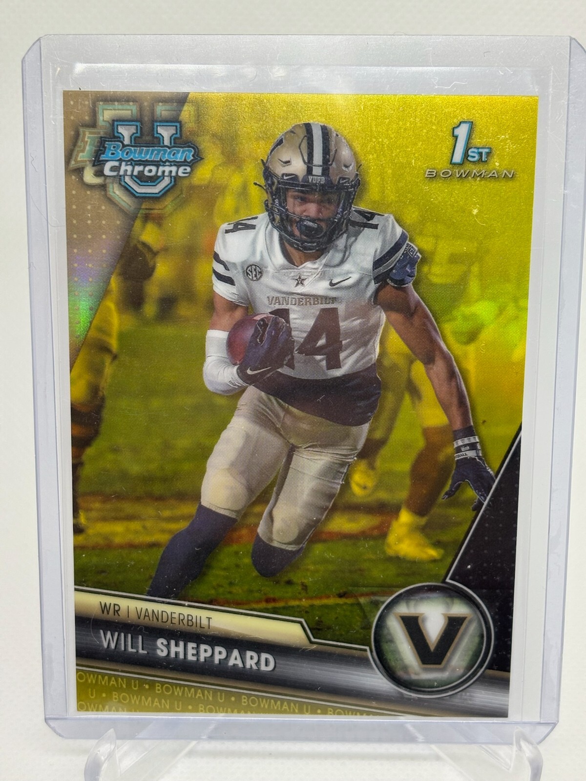 Will Sheppard 2023 Bowman Chrome University Yellow 1st Refractor 01/75 