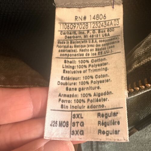 Vintage Carhartt Hooded Jacket XL J25 MOS Duck Canvas Moss Green Workwear Lined - Bild 18 von 24
