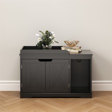 Cat Litter Box Enclosure Furniture Cat Washroom Hidden Litter Box Cabinet Black