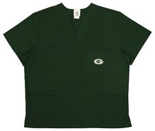 Fabrique Innovations Unisex NFL Green Bay Packers Triple Pocket Scrub Top