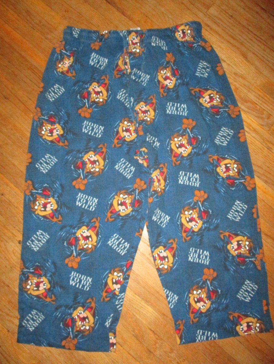 TASMANIAN DEVIL BORN TO BE WILD PAJAMA PANTS Taz Hemmed