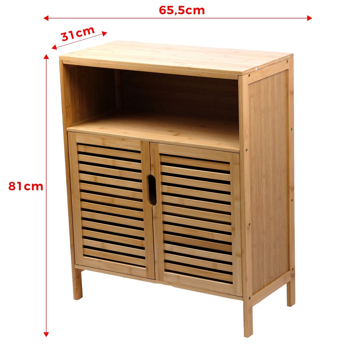 Armario de baño bambú estante de baño armario de baño con 3 estantes 81x65x31cm